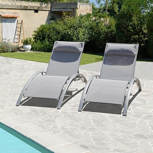 Domi Pool Lounge Chairs Set of 2, Aluminum Adjustable Outdoor
