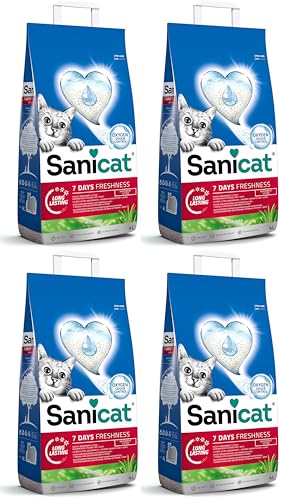 Sanicat - Lettiera per gatti Classic con Aloe Vera | Controlla gli odori per 7 giorni | Assorbimento rapido | per l'igiene del tuo gatto | Formato 4 L (Confezione da 4)