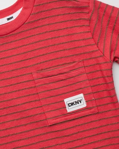 Image of DKNY Toddler Boys Short Sets - 2 Piece Knitted Crewneck T Shirt & Matching Fleece Toddler Shorts for Toddlers and Baby Boys
