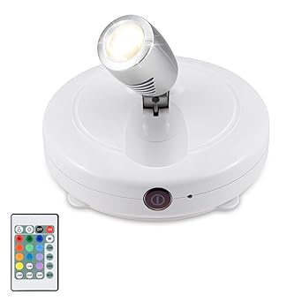 LUXSWAY Wireless LED Spot Lights Indoor,Battery Operated Accent Picture Light,12 Colors Changing Spotlight with Rotate Head, Dimmable Uplight with Remote,Stick on Light for Painting Artwork Dartboard