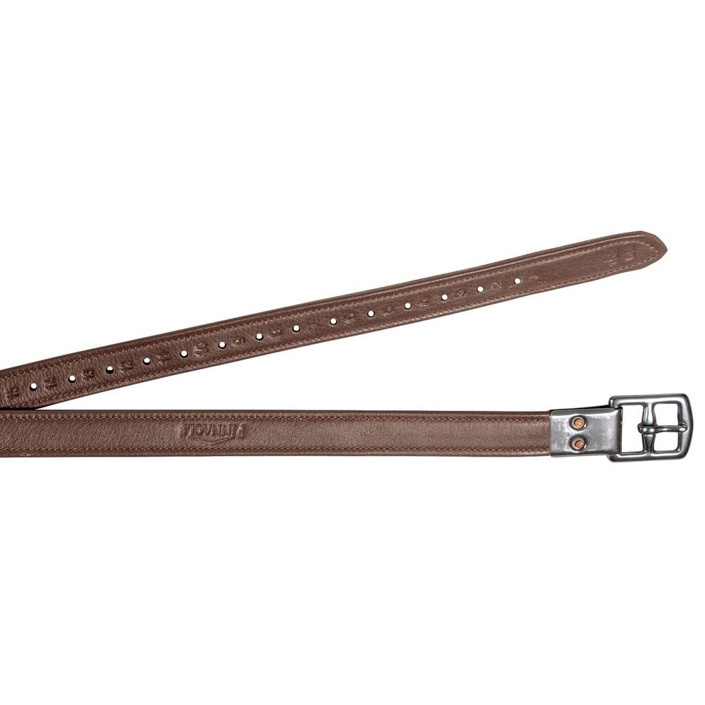 Pinnacle Soft Riveted Buckle Leathers 60 | Color Chestnut | Extra Soft, Grippy Calf Leather | Stretch-Resistant Nylon Web Reinforcement | Dual Riveted Buckles | Ideal for Multi-Rider Use