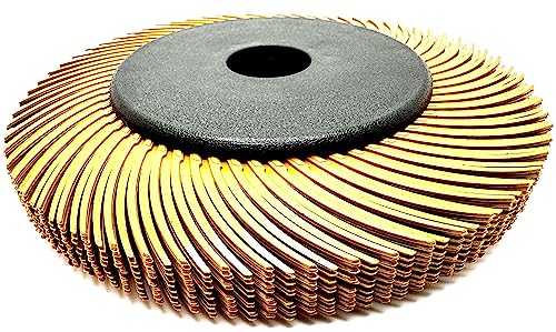 Image of Radial Bristle Brush, 6 in x 1 /2 in x 1 in, 80 Grit (Yellow) Type C Curved Bristles, 1 Pack