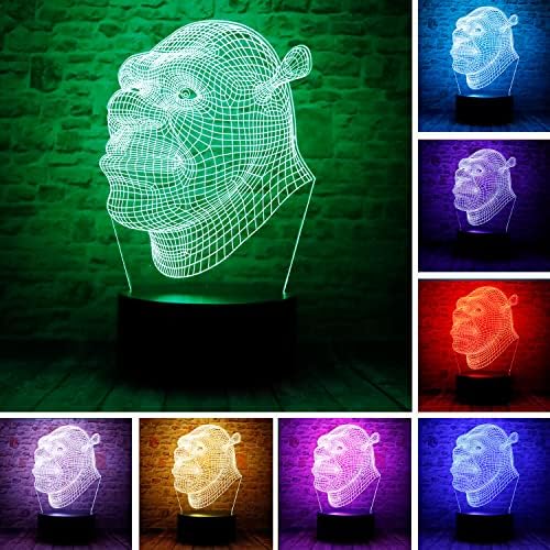 chenshiyan Cartoon Shrek Forever After Figurines Anime Figure 3D LED Optical Illusion Bedroom Decor Sleep Table Lamp with Remote 7 Colors Night Light Birthday Xmas Gifts for Kids Boy & Girl