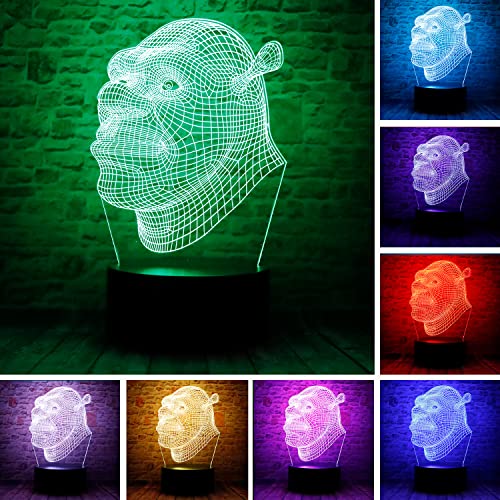 Chenshiyan Cartoon Shrek Forever After Figurines Anime Figure 3D Led Optical Illusion Bedroom Decor Sleep Table Lamp With Remote 7 Colors Night Light Birthday Xmas Gifts For Kids Boy & Girl #TOP3