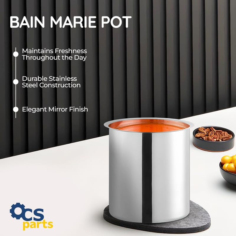 Miniatura 5 de OCS Parts Juego de olla Bain Marie de 3.5 cuartos de galón con tapa, olla de acero inoxidable de 7-34 x 5-1116 pulgadas para alimentos calientes o