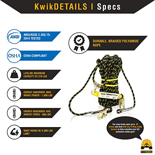 Image of KwikSafety - Charlotte, NC - GATOR [COMBO] Temporary Reusable Roof Anchor + 50' Vertical Lifeline Rope Assembly ANSI Tested OSHA Compliant PPE Fall Protection System D Ring Fall Arrest Equipment