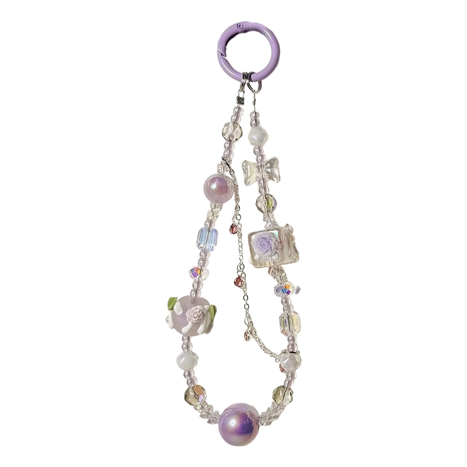 APGLSXY Cuteness Butterfly Beaded Camera Chain Phone Charm Short Lanyard Acrylic Texture for Phone Bag Keychain Accessories Beaded Charm