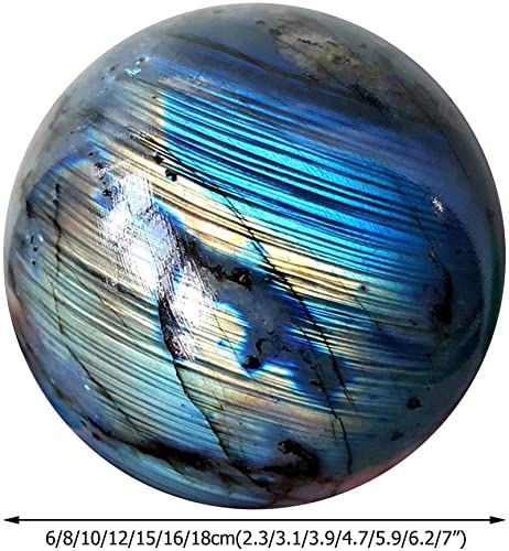 Aoof Quartz Crystal Sphere Natural Calcite, Labradorite Ball Moonstone Ball Ornaments Healing Gemstone, For New Year, Christmas Day, Hallowmas, Valentine's Day (Size : 16Cm) #TOP6