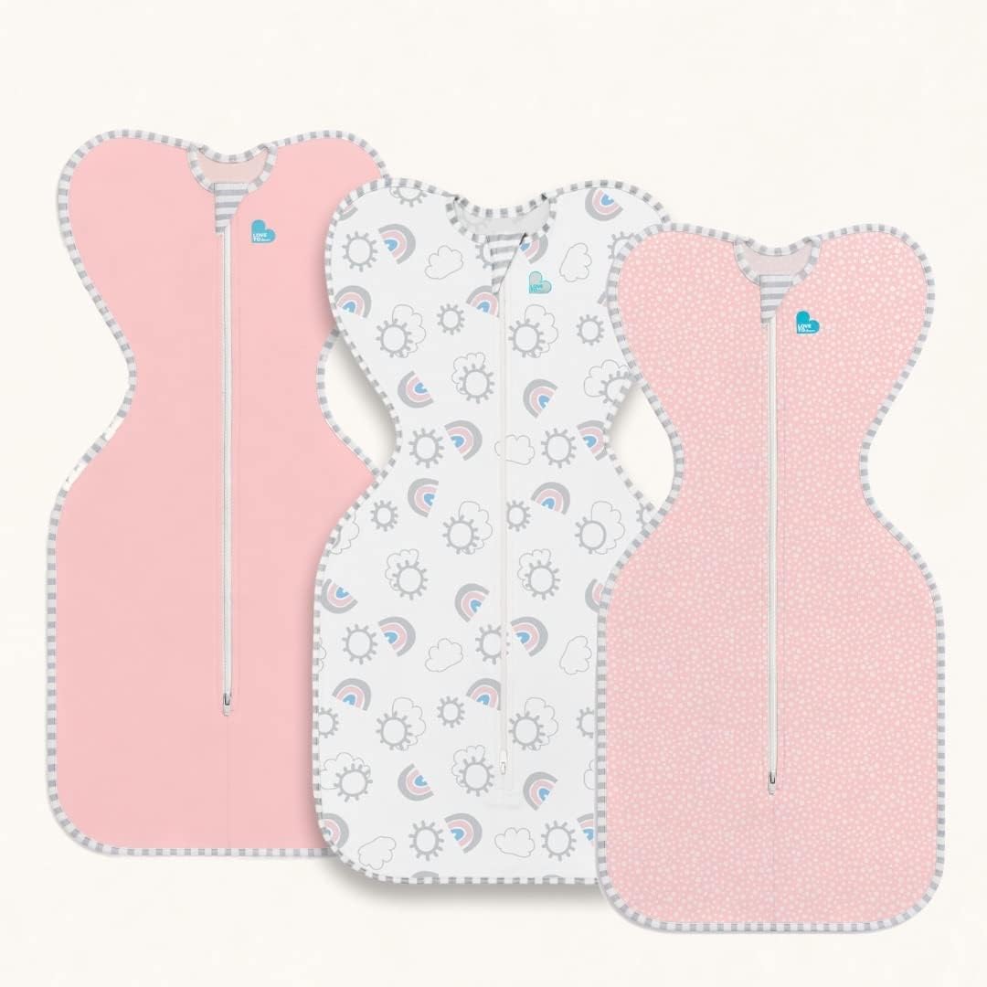Love To Dream Baby Girl Bundle Blanket Newborn Essentials For 0-6 Months Baby Girls And Boys 1.0 TOG Sleeping Bag With Arms, Comfortable Quiet Sleep Cotton (pack of 3)