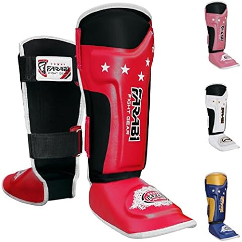 Farabi Sports Shin Instep Kids Junior MMA Kick Boxing Shin Guard Training Shin Protector Guards (Red) Cover