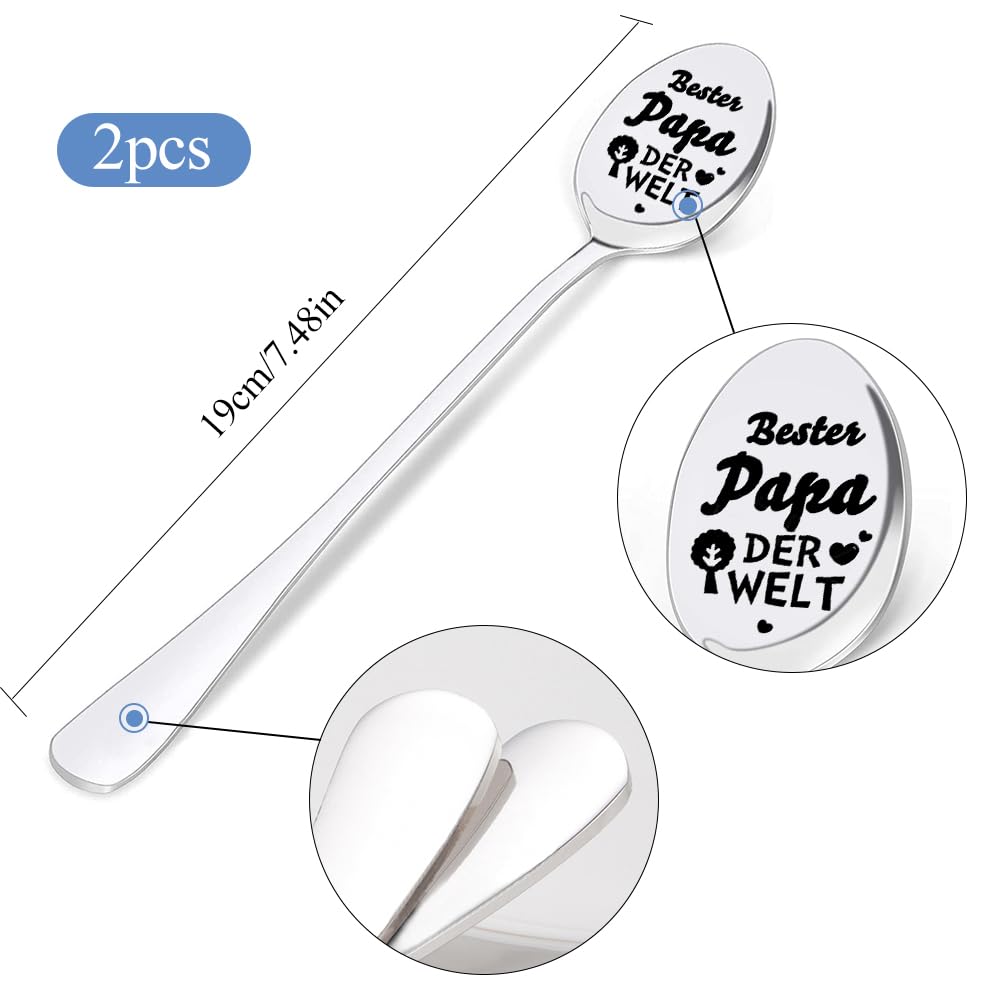 2 Cucchiaini Da Caffè Incisi 'Oggi Non Farò Assolutamente Nulla' – Acciaio Inox 304, Lunghezza 19,6 Cm, Regalo Divertente - 2