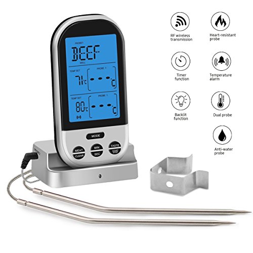 Digital Meat Thermometer - Pococina Wireless LCD Food Cooking Instant Read Thermometer