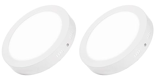 FOS 20-Watt Surface Mount LED Panel Ceiling Light, 2000 LUMENS - Round, Warm White 2700k (Pack of 2)