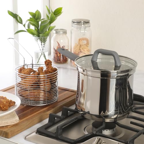 Image of 18 /10 Stainless Steel, 4 Piece Pasta Pot with Strainer Insert, StockPot with Steamer Basket and Insert, Set with Glass Lid