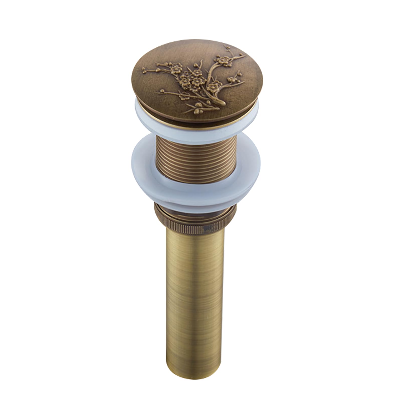 Tapón lavabo baño, tapón bidé, tapón lavabo cocina, latón, desagüe click clack, diámetro del tubo 3 cm, tapa de desagüe diámetro 6,5 cm, para bañeras de baño, cocina, lavabos, sin agujeros