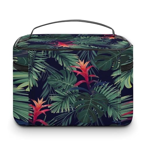 Bolsa feminina de couro para cosméticos, estojo de maquiagem com zíper, bolsa de mão, Multi 1, 9.8x7.5x5.9 in