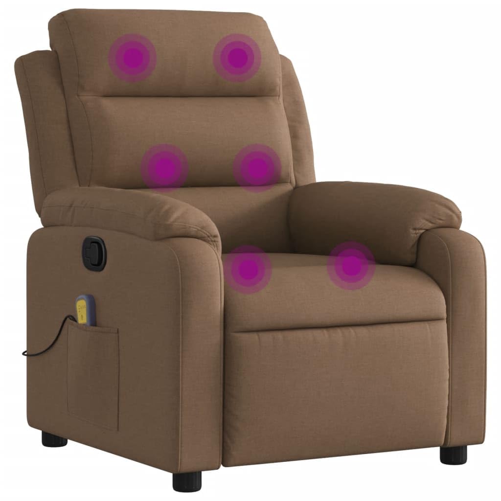 Sillón de masaje reclinable marrón de tela con 6 puntos de masaje y función de vibración manual para relajación y confort doméstico Siéntate y relájate en esta