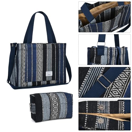Valleycomfy Corduroy Tote Bag for Women Travel Crossbody Bag Purse Women Shoulder Bags Work Handbags Everyday Hobo Bag (Bohemian, Large) by Valleycomfy - Image 6