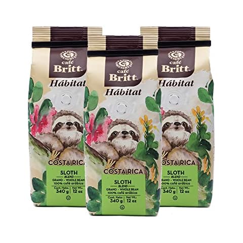 Café Britt® - Costa Rican Habitat Sloth Coffee (12 oz.) (3-Pack) - Whole Bean, Arabica Coffee, Kosher, Gluten Free, 100% Gourmet & Medium Light Roast Cover
