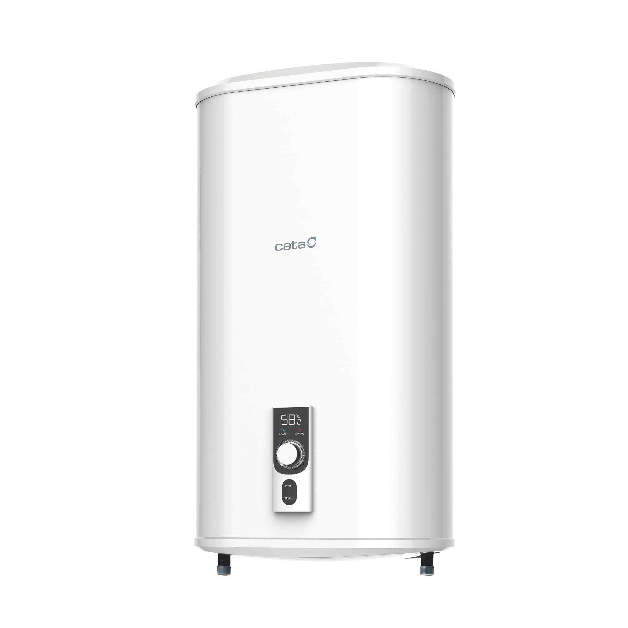 Cata Termo Eléctrico Reversible CTRS-​50 E-​REV SLIM Capacidad de 46L Doble Tanque Protección Super aislamiento Indicador Anti-​hielo Potencia 2.000W Display Digital Color Blanco