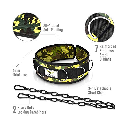 The x Bands Weighted Dip Belt - Weight Lifting Belt for Women - Weight Lifting Belts for Men - Weight Belt with Chain- Chain Belts for Women - Weightlifting Belt Men - Chain Belt Camo M - Thumbnail 3
