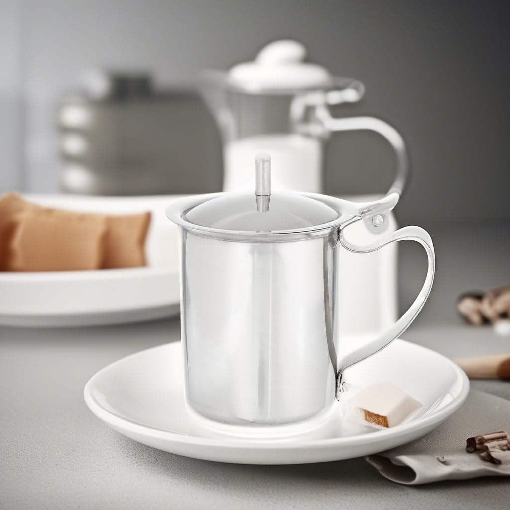 Winco SCT-10 Creamer de acero inoxidable con tapa, 10 onzas
