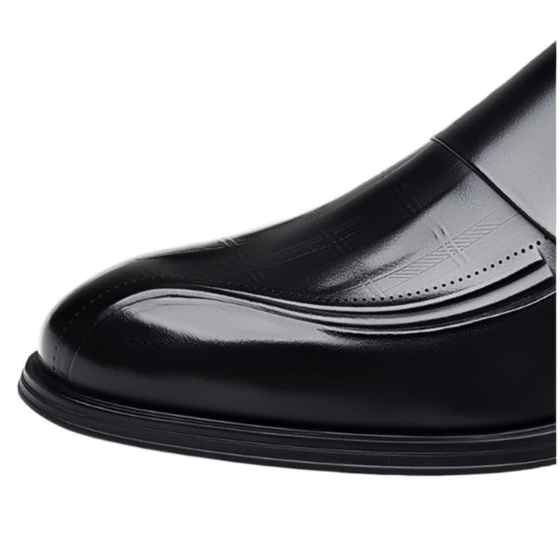 Men's Pointed Toe Wedding Shoes Business Dress Leather Shoes Men Tuxedo Comfortable Rubber Soft Sole Wingtip Slip On Shoes 6