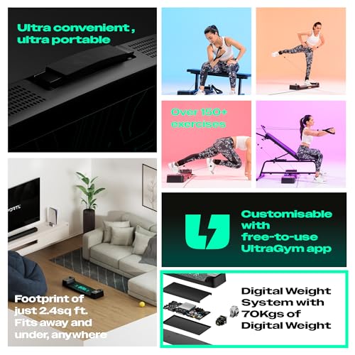 Image of Portl Ultra Gym-Ultimate Combo | All-in-One Smart Home Gym | Upto 70 kgs of Digital Weights | 150 + Exercises | Full Body Workout | Compact Multipurpose Fitness Equipment | Strength Training System