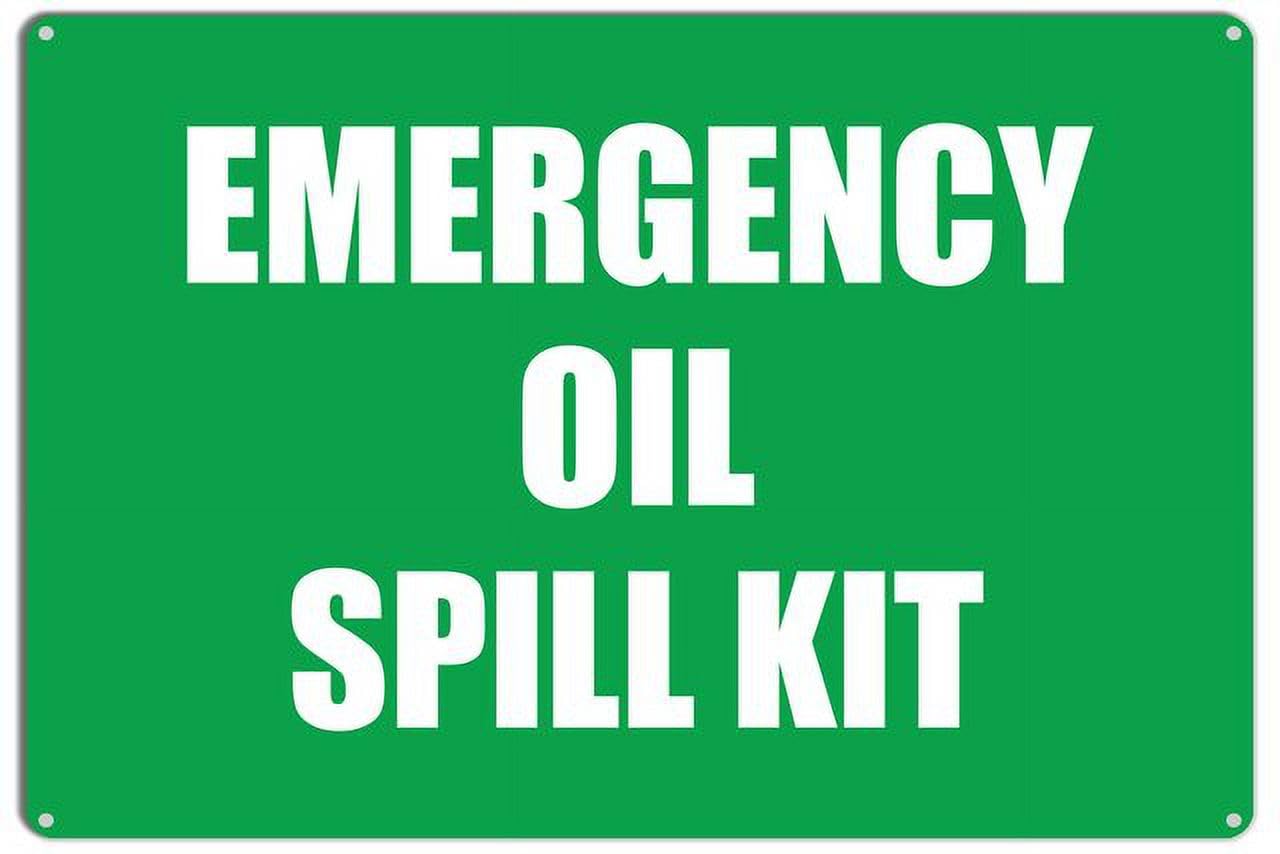 Emergency Oil Spill Kit Caution Safety Aluminum Warning Sign 8"x12" For Facility Managers, Homeowners - Spill Response Zones