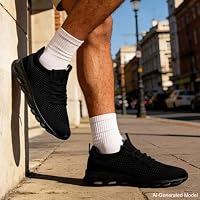 LANGFEUU Tennis Shoes Women Men Running Sneakers Black 8 Women/6.5 Men — image 2