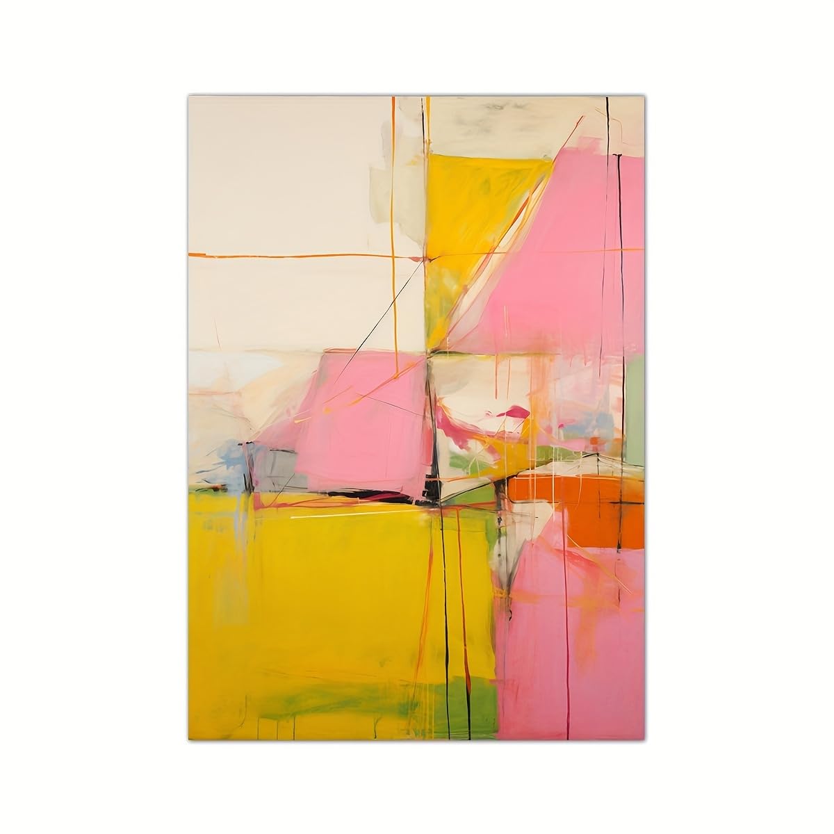 IHHGNB Large Abstract Wall Art Poster Modern Minimalist Canvas Print Vibrant Pink Yellow Green Blue and Orange Wall Pictures(50x70cm(20x28in)/No frame)