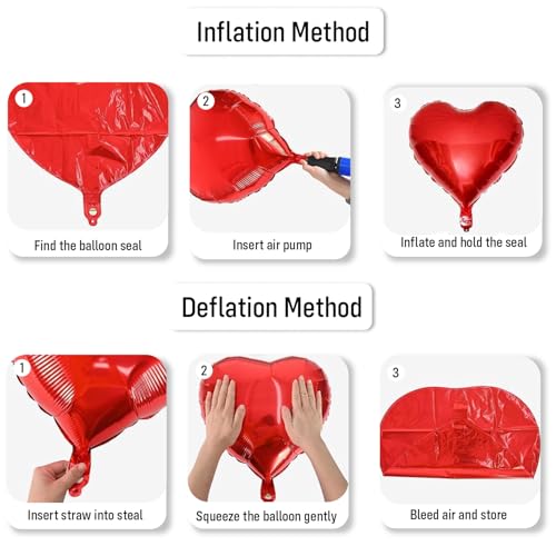 Image of Party Propz Heart Foil Balloons for Valentine Decoration - Set of 10 Red & Pink Heart Shape Balloons for Decoration | Valentine's Day Balloons | Hearts Shape Balloon | Anniversary Decor (Foil)