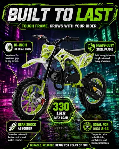 Image of 50cc Kid Gas Dirt Bike, 2-Stroke Gas Powered Kids Motorcycle