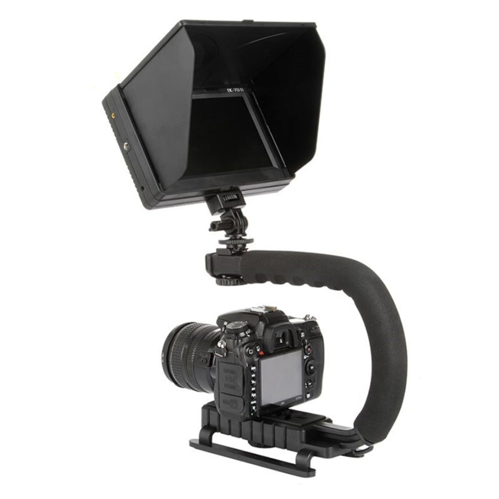 Stabilizzatore per Fotocamera Manuale a C e U, Plastica e Spugna Nero | Stabilizzatore della Fotocamera, Impugnatura Selfie, Riprese a Bassa Angolazione in Movimento, per Viaggi