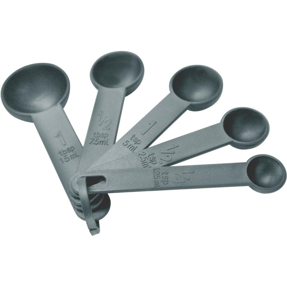Nerthus Grey Fih 1381 Set Of 5 Measuring Spoons - 1 Ml, 2 Ml, 5 Ml, 10 Ml, 15 Ml - Precise Cooking And Baking Utensils,