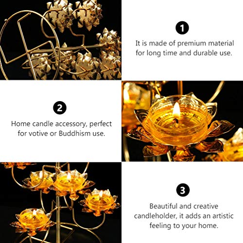 Healifty Decorative Tealight Holder Ghee Lamp Butter Lamp Holder 7 Lotus Diyas Diwali Candle Holder Tibetan Oil Lamp Buddhist Altar Offering Supplies Lotus Candlestick Candle Holder #TOP7