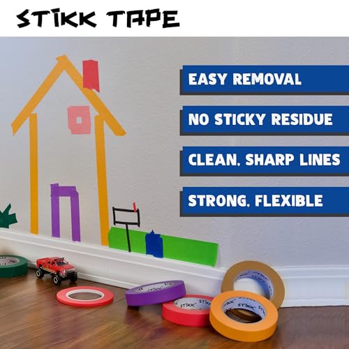 STIKK Painters Tape - 3pk Blue Painter Tape - 1 inch x 60 Yards - Paint Tape for Painting, Edges, Trim, Ceilings - Masking Tape for DIY Paint Projects - Residue-Free Painting Tape