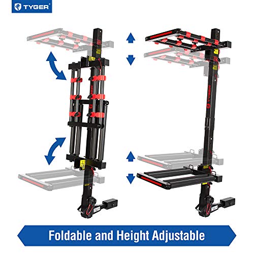 image for Tyger Auto TG-RK1B707B Folding Hitch-Mounted Ski/Snowboard Rack Fits 2