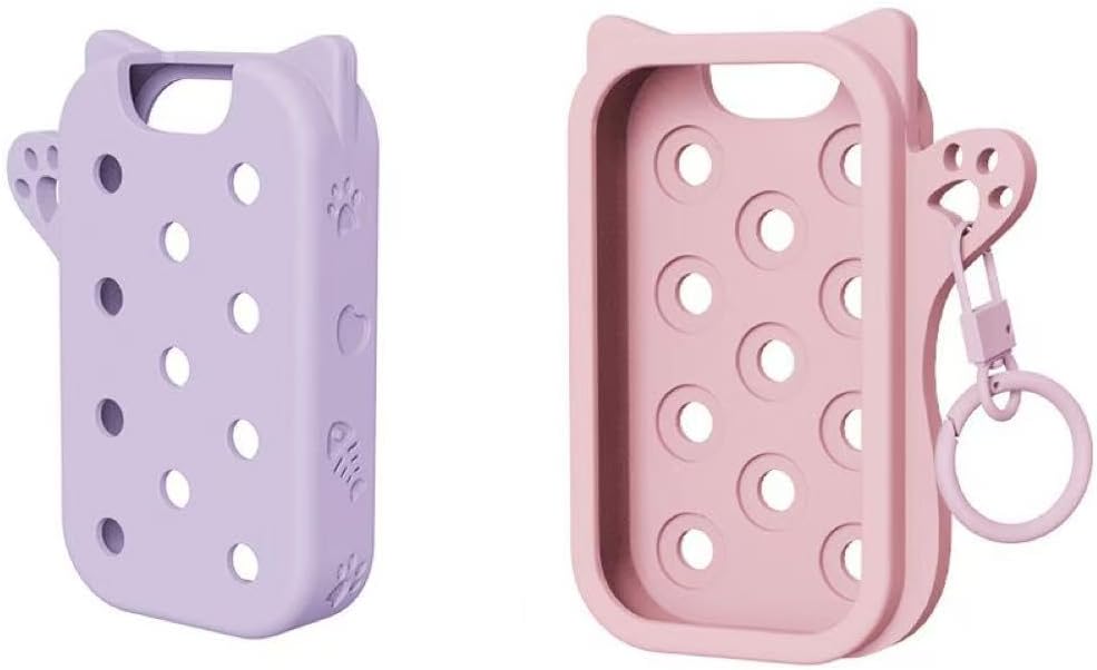 Hand Sanitizer Spray Case for Touchland, 2 Pcs Silicone Protective Holder with Keychain Compatible with Power Mist 1 FL Oz/30ML (Pink + Purple)