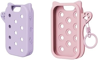 Hand Sanitizer Spray Case for Touchland, 2 Pcs Silicone Protective Holder with Keychain Compatible with Power Mist 1 FL Oz/30ML Pink + Purple