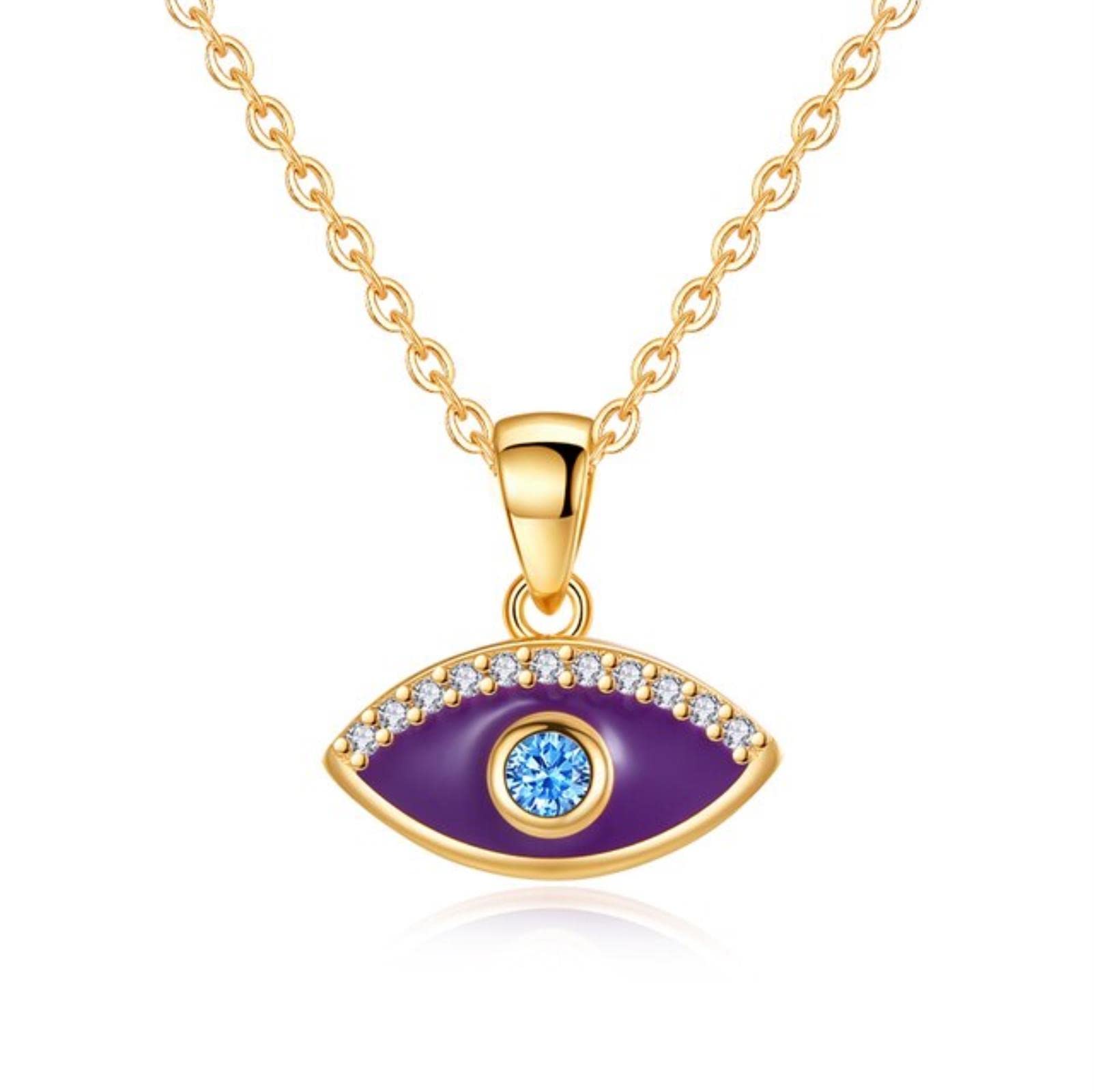 Joyería para Mujer, Collar con Colgante de Ojo de corazón de la Suerte de Cristal de Plata de Ley 925 Turco Malvado, Gargantilla, joyería con dijes para Mujer, Chica Adolescente