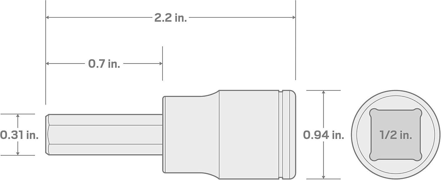 TEKTON 1/2 Inch Drive x 5/16 Inch Hex Bit Socket | SHB22208