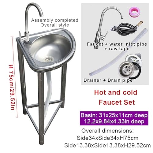 Évier d'angle triangulaire compact en acier inoxydable avec robinet complet - 3
