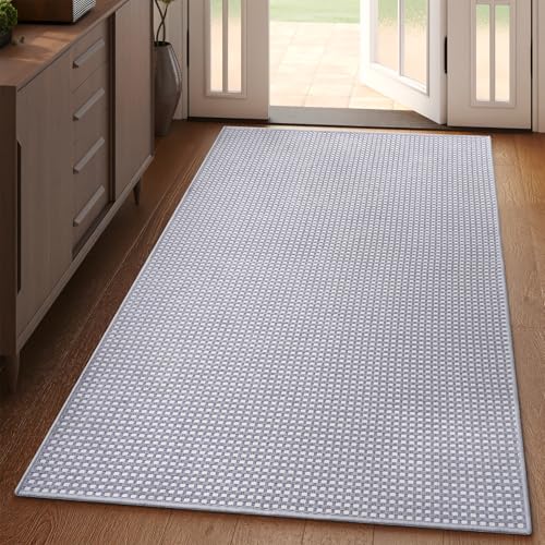 YDKGL Boho 3x5 ft Washable Area Rug Entryway Runner for Kitchen, Non Slip Woven Hallway Rugs Kitchen Mats for Floor Hall Rug Indoor Door Mat Carpet for Backdoor Bedroom Living Room, Easy Clean, Gray