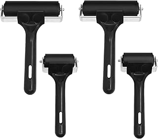 Urvoo 4 Pack Soft Rubber Brayer, Rubber Glue Roller for Printmaking Ink Paint Block Stamping Gluing Wallpaper and Arts & Crafts(2 Pcs 2.4 inch and 2 Pcs 4 inch)