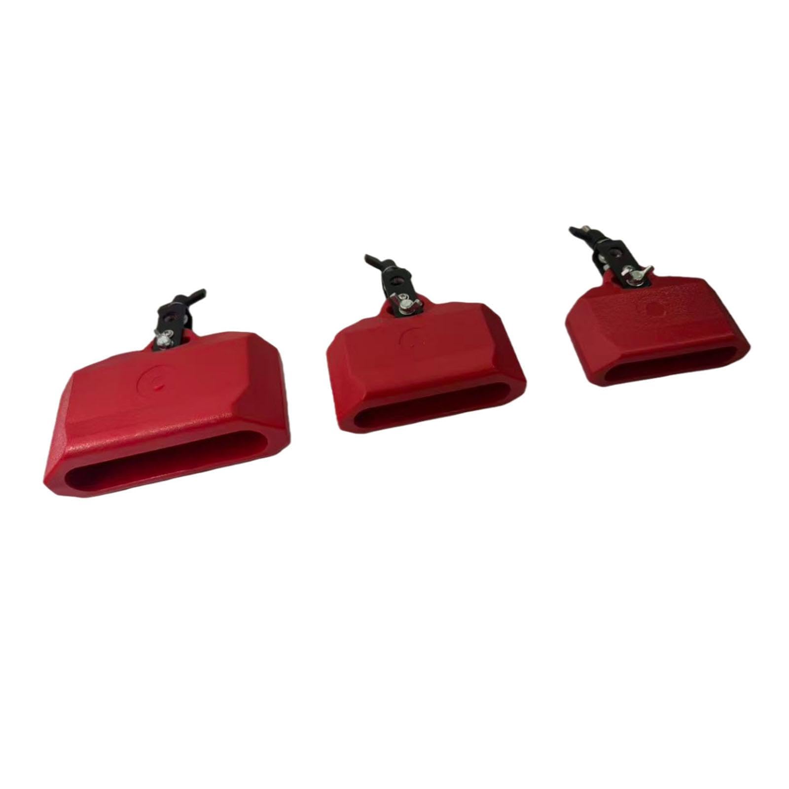 Set di Campanacci Da 4", 5" E 6" con Blocco di Percussioni Musicali con Supporto per Batteria, Esibizione in Festival, Rosso