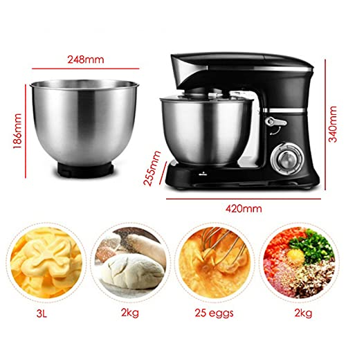 Küchenmaschine Rührmaschine Knetmaschine Teigkneter Teigmaschine Standmixer max Edelstahl 6.5L 1300W Silbrig – Bild 5