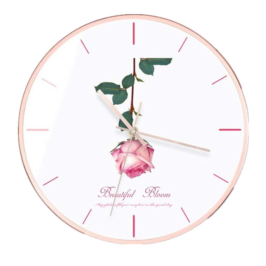 Horloge murale muette style nordique rond rose salon chambre