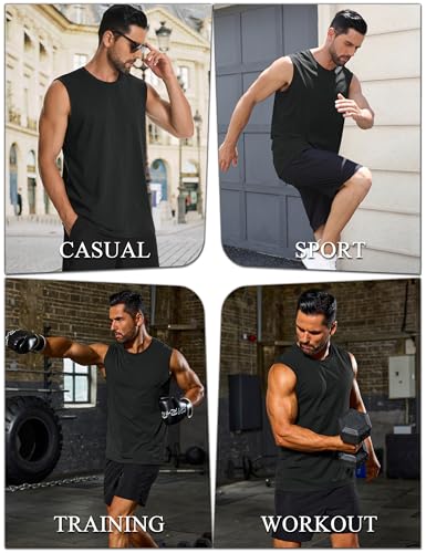 Cotrasen Men's Tank Top UPF 50+ Cotton Sleeveless Shirt Lightweight Casual Gym Workout Shirts Cooling Muscle Tee Shirt4
