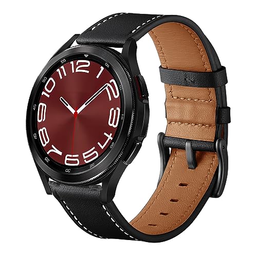 Image of Olytop Galaxy Watch 5 Pro Bands 45mm, Galaxy Watch 6 /4 Classic Band 47mm 46mm 43mm 42mm, Samsung Galaxy Watch 6 /5 /4 /Acitve 2 Bands 44mm 40mm, 20mm Leather Wristband Replacement Strap for Men Women